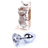 Boss Series Plug Jewelry Silver Heart - Clear