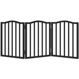 vidaXL Vrata za pse s 3 panela sklopiva crna 150 cm od drva topole | shoptok.hr