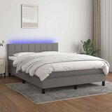  Box spring postelja z vzmetnico LED temno siva 140x190 cm blago, (20789323) Cene