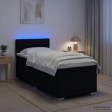 Krevet s box springom madracem i LED-om Crna 90 x 190 cm - Crna 90 x 190 cm Prošiveno gumbima Cijene