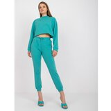 Fashion Hunters Basic dusty green sweatpants with a tie detail Cene