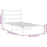 Metalni okvir za krevet s uzglavljem bijeli 100x190 cm | shoptok.hr