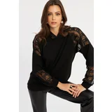 Cool & Sexy Women's Black Lace Detailed Hooded Sweatshirt BK58