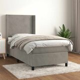 Box spring krevet s madracem svjetlosivi 90x190 cm baršunasti | shoptok.hr