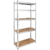 Rebel RB-1251 – Metalni skladišni regal s 5 polica, 180 × 90 × 40 cm, nosivost 750 kg, srebrni | shoptok.hr