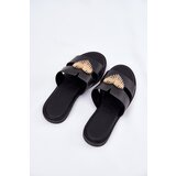 EVENTO Women's Flat Sandals With Gold Decoration Black Karinma | Shoptok.si