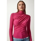  Women's Pink Gathered Detailed High Neck Sandy Blouse | Shoptok.si