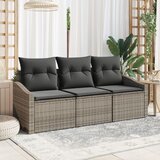 vidaXL 3-delni vrtni jedilni set z blazinami sivega poli ratana | Shoptok.si