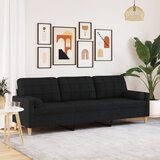 vidaXL Trosjed s ukrasnim jastucima crni 210 cm od tkanine Cijene