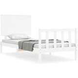 The Living Store Posteljni okvir z vzglavjem bel 90x200 cm trden les - Posteljni Okvir, (21524200) | Shoptok.si