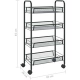 vidaXL 4-nadstropni kuhinjski voziček črn 46x26x85 cm železo | Shoptok.si
