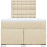 vidaXL Box spring postelja z vzmetnico krem 120x190 cm blago, (21307901) | Shoptok.si