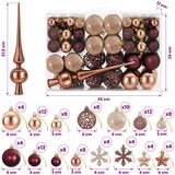  Set božićnih kuglica 111 kom. Boja šampanjca i smeđa 6 cm | shoptok.hr