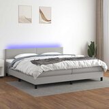  Krevet box spring s madracem LED svjetlosivi 200x200 cm tkanina | shoptok.hr