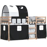 Krevet na kat sa zavjesama bijelo-crni 80 x 200 cm od borovine | shoptok.hr