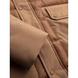 Ombre Men's long quilted jacket with large pockets - beige | shoptok.hr