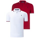 Dewberry DUAL SET T8594 MENS T-SHIRT-WHITE-BURGUNDY Cijene