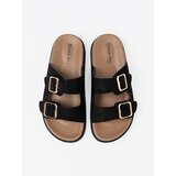 Shelvt Black women's flip-flops with gold buckles | shoptok.hr
