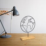Atelier Del Sofa dekorativna figura world, 28x40x4 cm, crna Cene