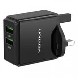 Vention punjač sa 2 izlaza usb a 18/18W - crni, us priključak (QC79-US-B) | ePonuda.com