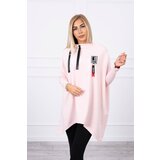 Kesi Oversized sweatshirt with asymmetrical sides powder pink | Shoptok.si