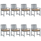 Maison Chic Vrtni stoli - Stol za vrt z blazinami 8 kosov trden akacijev les sivi JS2490, (21876312) | Shoptok.si