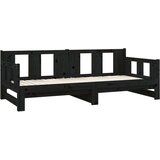  Dnevni ležaj na izvlačenje crni 2x (80x200) cm masivna borovina | shoptok.hr