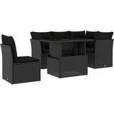 Maison Chic Seti vrtnega pohištva - Vrtna garnitura - Vrtni pohištvo set 6-delna z blazinami črna poli ratan, (21808023) | Shoptok.si