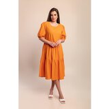 Fenzy Ohlapna Bombažna Obleka, Oranžna | Shoptok.si