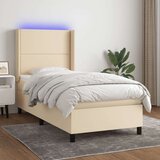  Krevet box spring s madracem LED krem 100x200 cm od tkanine | shoptok.hr