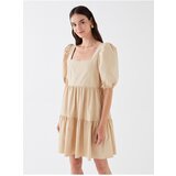LC Waikiki Women's Square Collar Straight Poplin Dress with Balloon Sleeves | Shoptok.si