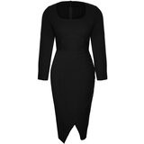 Trendyol Curve Black Fitted Midi Dress Cene