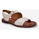 Zazoo Women's Leather Flat Sandals 3014 Distressed Gold | Shoptok.si