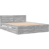 vidaXL Posteljni okvir z vzglavjem siva sonoma 160x200 cm inž. les, (21304163) | Shoptok.si