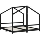  Okvir za dječji krevet crni 2x(90x190) cm od masivne borovine | shoptok.hr