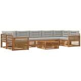 vidaXL Zunanja garnitura za sedenje 8 pcs Naravna in svetlo siva, (5000272258) | Shoptok.si