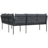  Vrtna sofa s jastucima L-oblika crna od čelika i tekstilena | shoptok.hr
