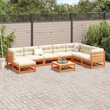  9-dijelni set vrtnih sofa s jastucima voštano smeđi od borovine | shoptok.hr