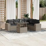 Maison Chic Seti vrtnega pohištva - Vrtna garnitura - Vrtni pohištvo set 7-delna z blazinami siv poli ratan, (21802539) | Shoptok.si