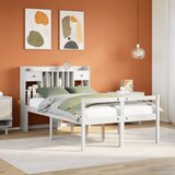 vidaXL Krevet s regalom z knjige bez madraca bijeli 135x190cm borovina Cijene