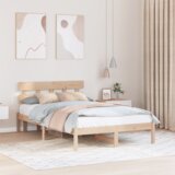 vidaXL Posteljni okvir z vzglavnikom 120x190 cm Trden les bor | Shoptok.si