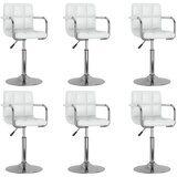 vidaXL Vrtljivi jedilni stoli 6 kosov belo umetno usnje, (20947987) | Shoptok.si