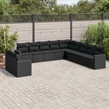  11-dijelni set vrtnih sofa od poliratana s jastucima crni Cijene