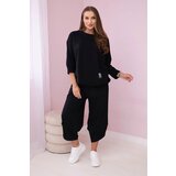 Kesi Set of cotton sweatshirt and trousers in black Cene