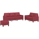 vidaXL 3-dijelni set sofa s jastucima boja vina od umjetne kože | shoptok.hr