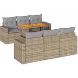 Maison Chic Seti vrtnega pohištva - Vrtna garnitura - Vrtni pohištvo set 7-delna z blazinami bež poli ratan, (21808030) | Shoptok.si