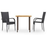 Poli 3-dijelni vrtni blagovaonski set od poliratana crni | shoptok.hr