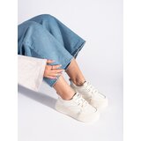 Shelvt White women's sneakers with a high sole | shoptok.hr