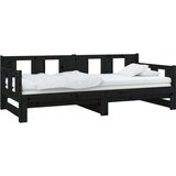  Dnevni ležaj na izvlačenje crni 2x (80x200) cm masivna borovina | shoptok.hr