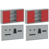  Set Alatnog Ormarića i Ploče s Kuka 4 Dijela Montirano na Zidu Crveni Metal | shoptok.hr